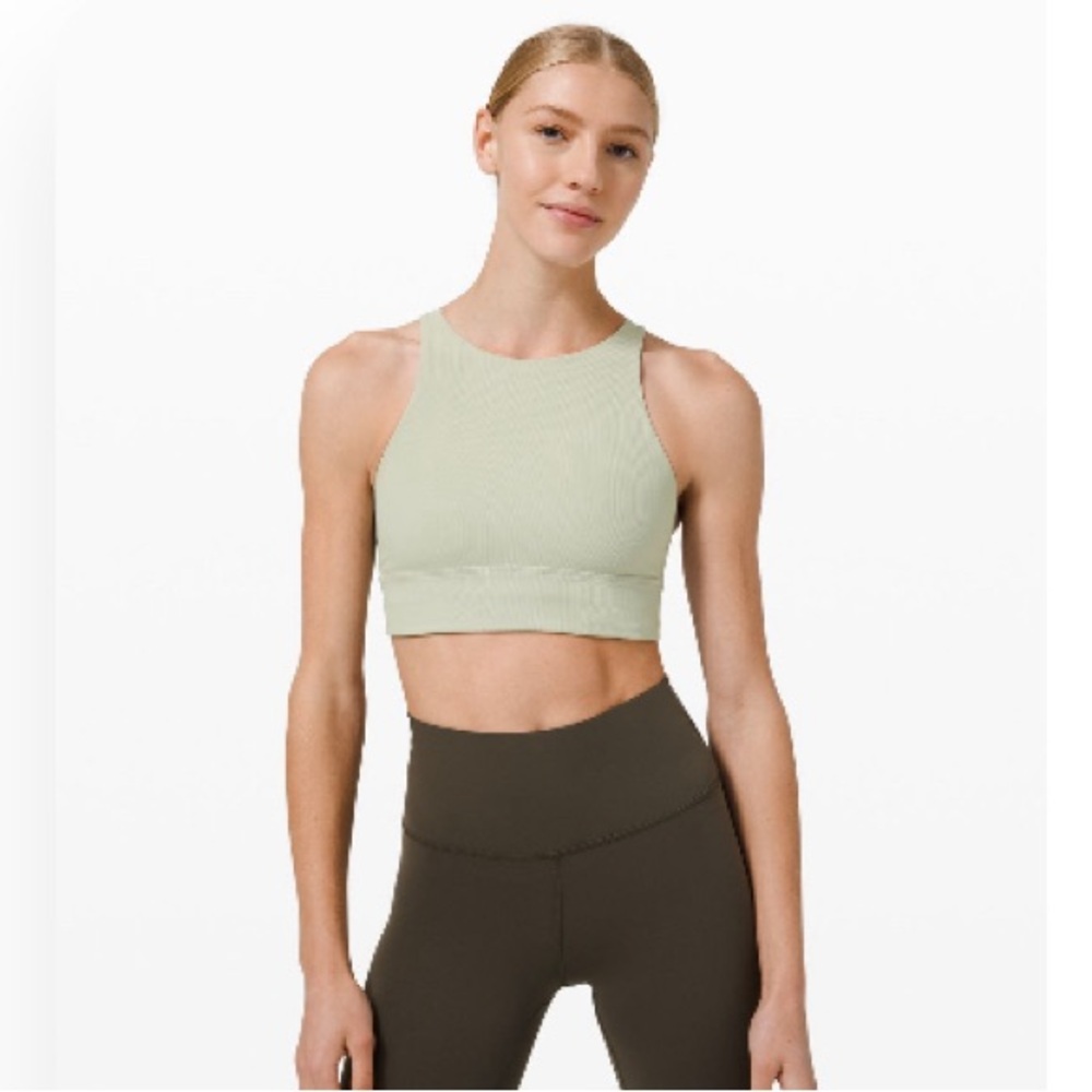 Lululemon Energy high neck longline ribbed green fern
